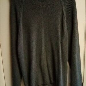 Men's Alfani Gray Ribbed Knit V Neck Sweater Size Large